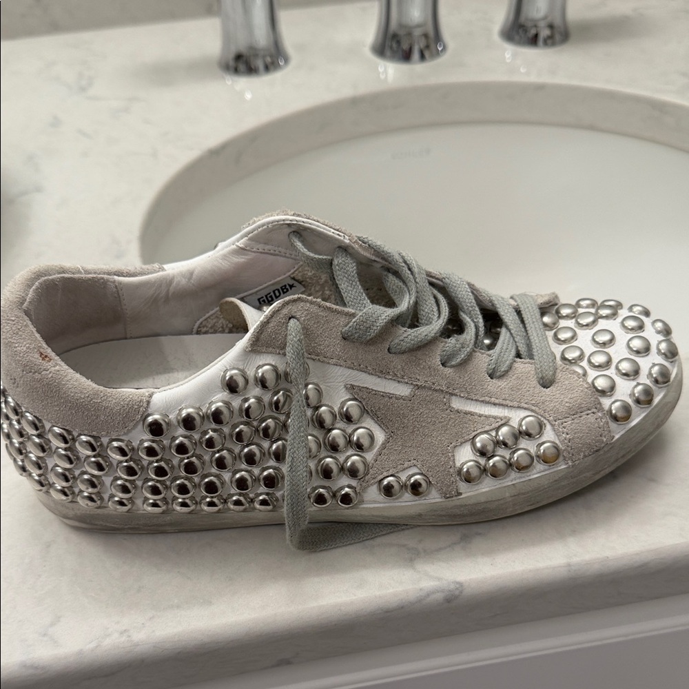 Golden Goose Gray Studded Sneakers